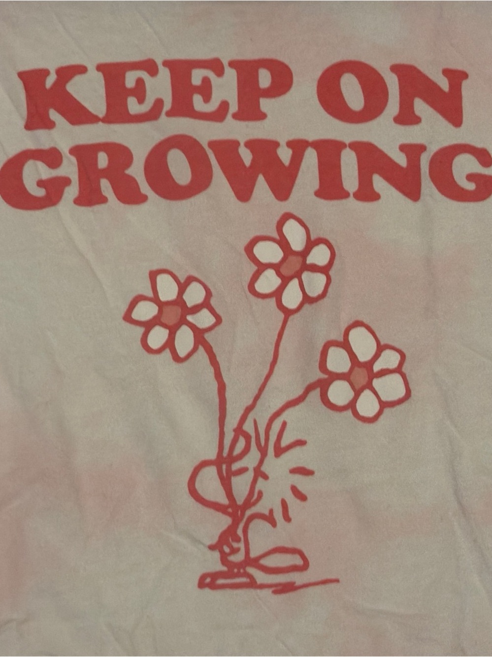 Peanuts Woodstock “Keep On Growing” Pink Graphic Tee